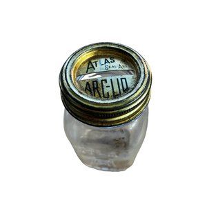 Vintage Glass MASON Jar Piggy Bank ATLAS SEAL ALL ARC-LID 3.75" T , 1.75" Deep